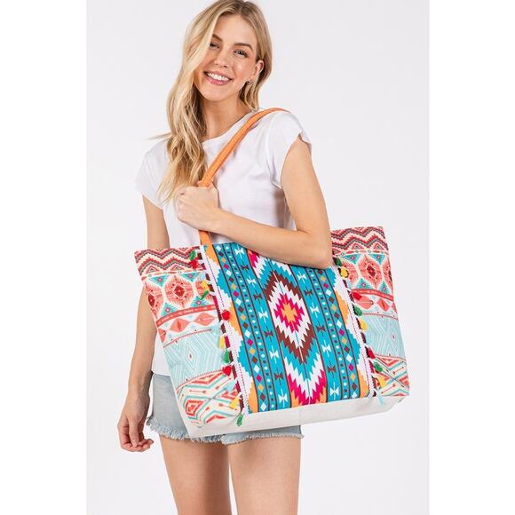 Aztec-Inspired Multicolor Tote Bag - Picture 7 of 8